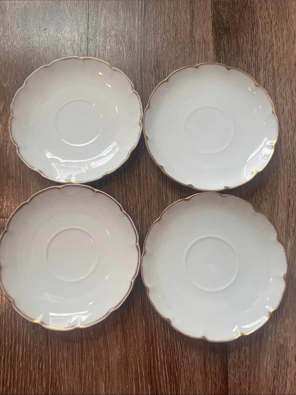 Vintage Victoria Austria White Porcelain Saucer with Gold Trim - Pack of 4